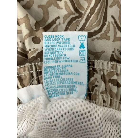 Sand N Sun Beige Brown Patterned Swim Shorts Elastic Waist Drawstring Sz Large - Picture 8 of 9